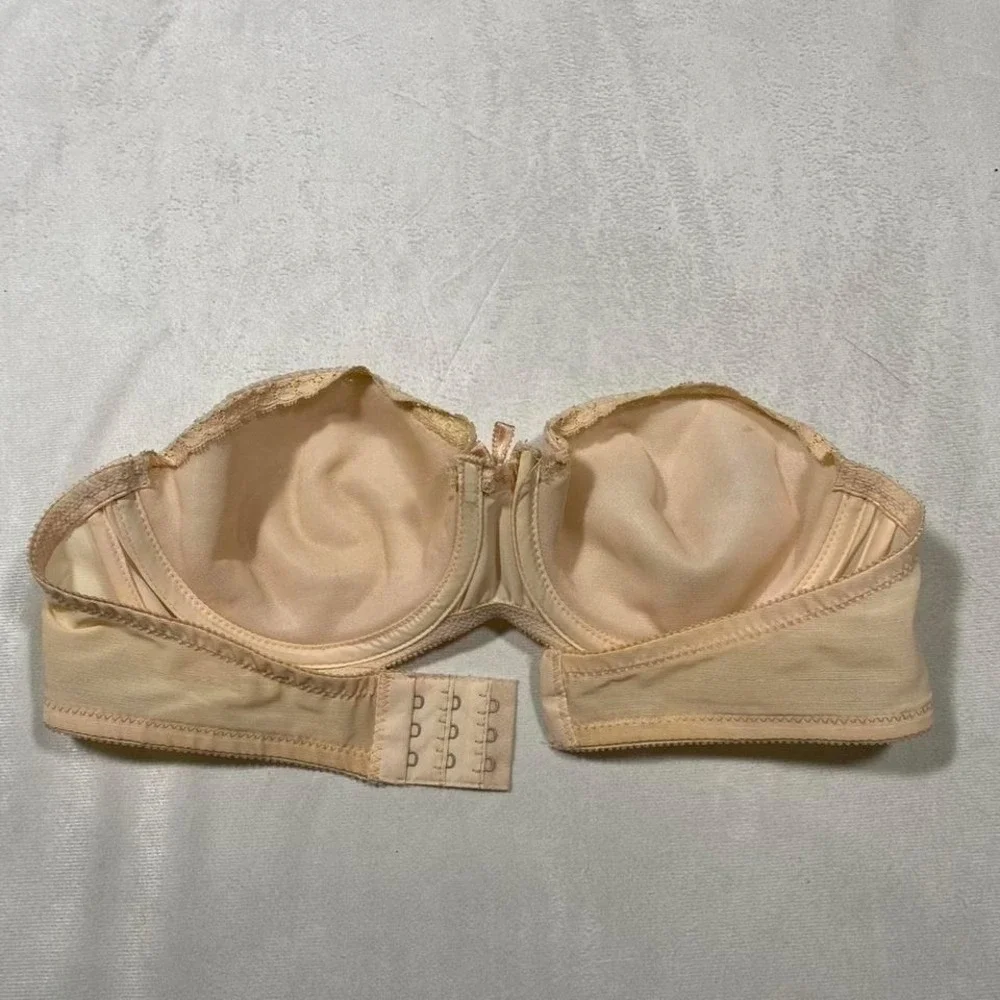 Vintage Bali‎ Seamless Strapless Bra Beige 36B Underwire Support Pin Up Retro